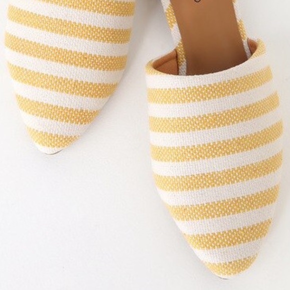 Last Pair Yellow Striped Mules Awning Stripe Flats - Picture 8 of 8